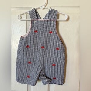 Kids Checkered Overalls with Red 🦀 Accents